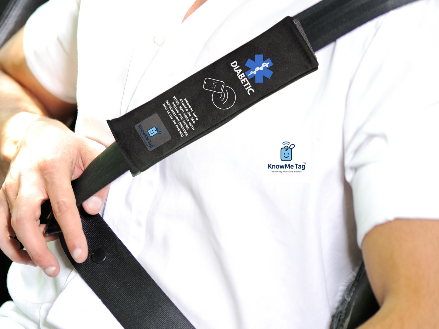 KnowMe Tag Seatbelt Cover DIABETIC