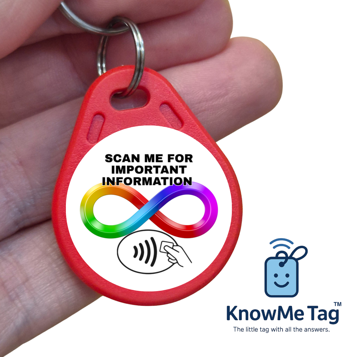 Neurodiversity Multiple purpose Tag Key Ring Red