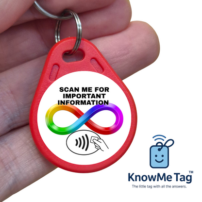 Neurodiversity Multiple purpose Tag Key Ring Red