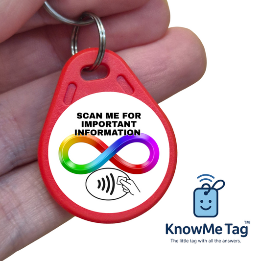 Neurodiversity Multiple purpose Tag Key Ring Red