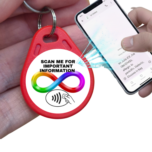 Neurodiversity Multiple purpose Tag Key Ring Red